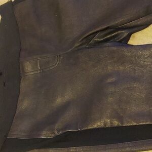 Awesome THEORY leather leggings, sz 10, viscose and elastane sides, GPC!